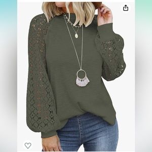 NWT Lace Sleeve Casual Top